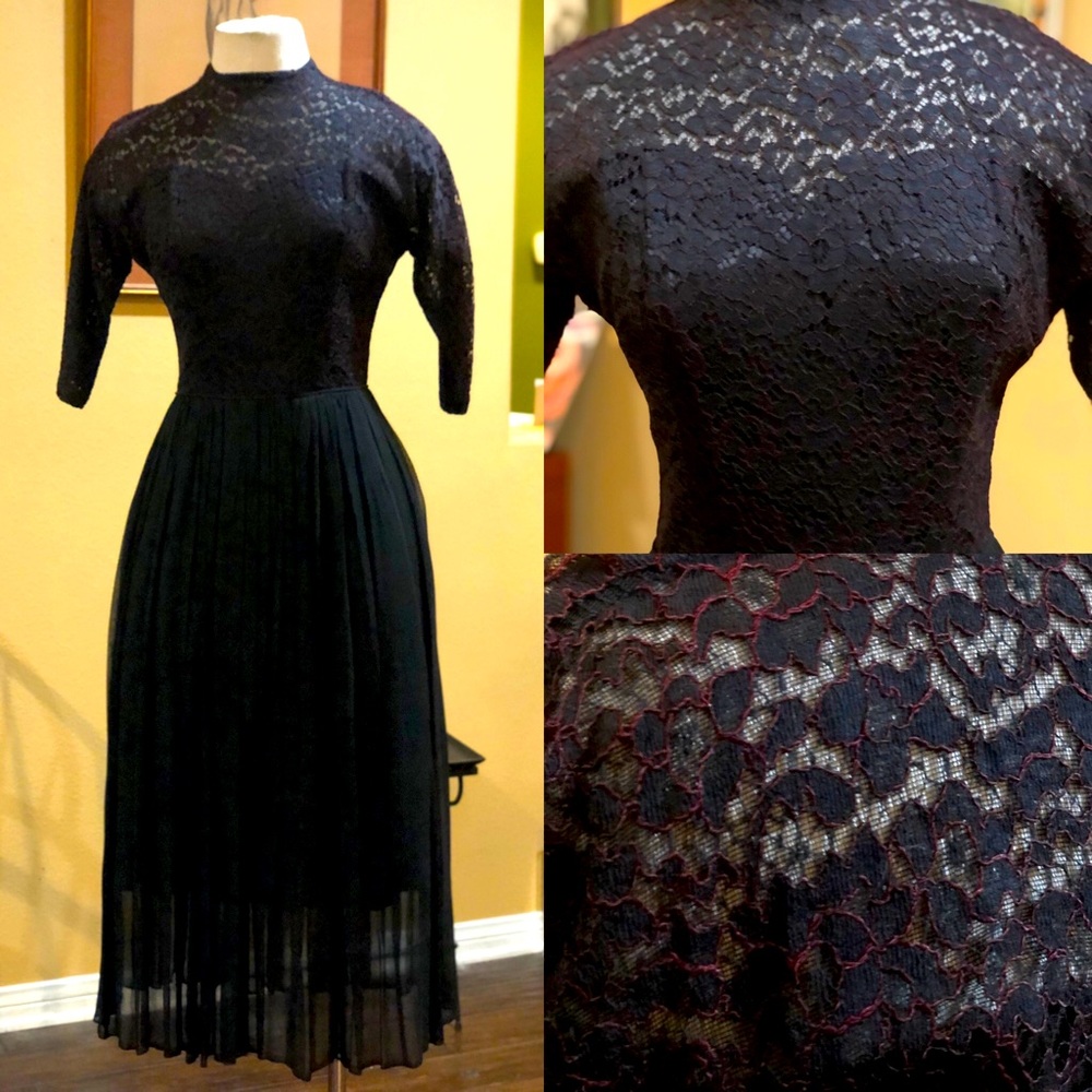Vintage 1950’s Black Lace Cocktail Dress